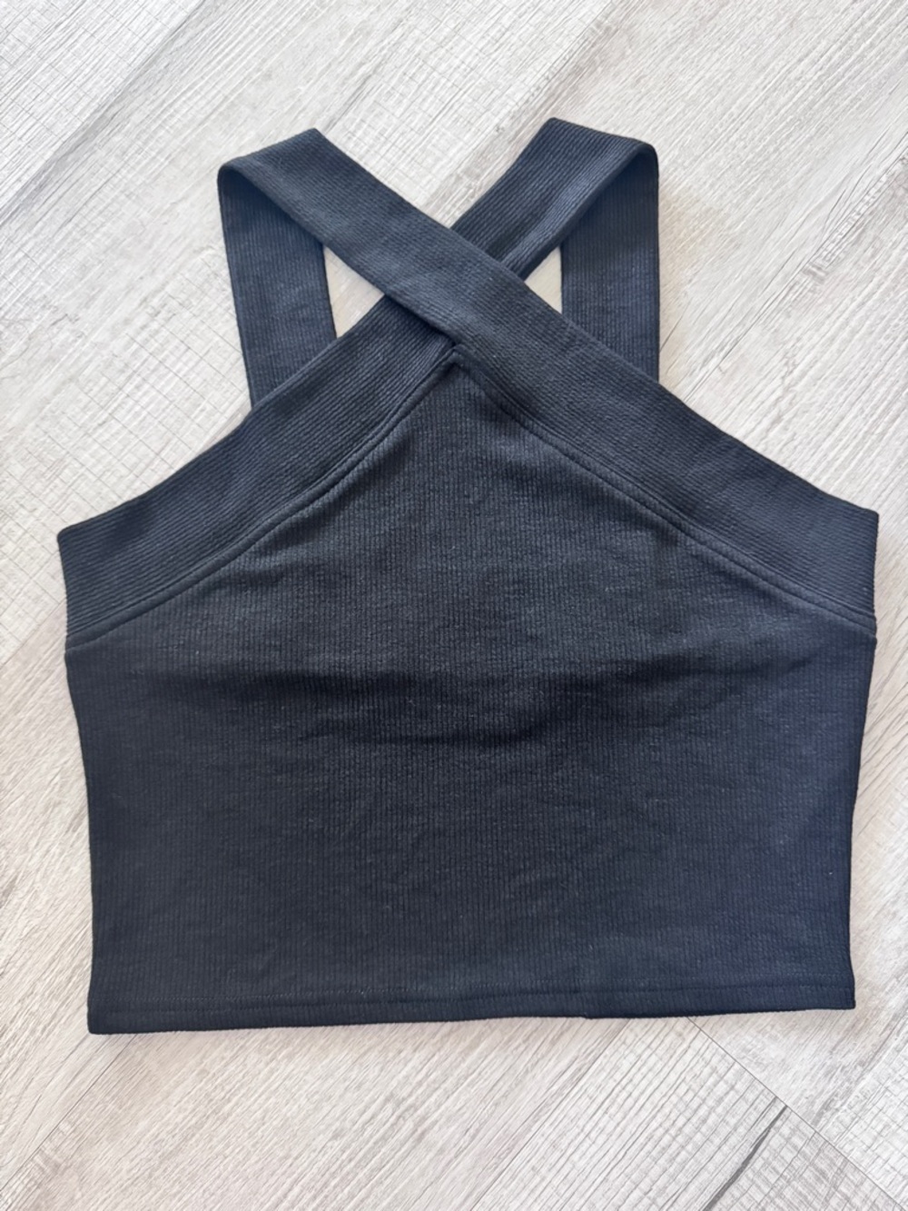 🔥 Mittoshop Cross Neck Halter Top Ribbed Black Cami Large 🔥